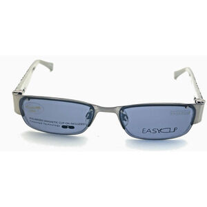 EASYCLIP EC105 SILVER EYEGLASSES 46-17-135 W/ SUNGLASS CLIP